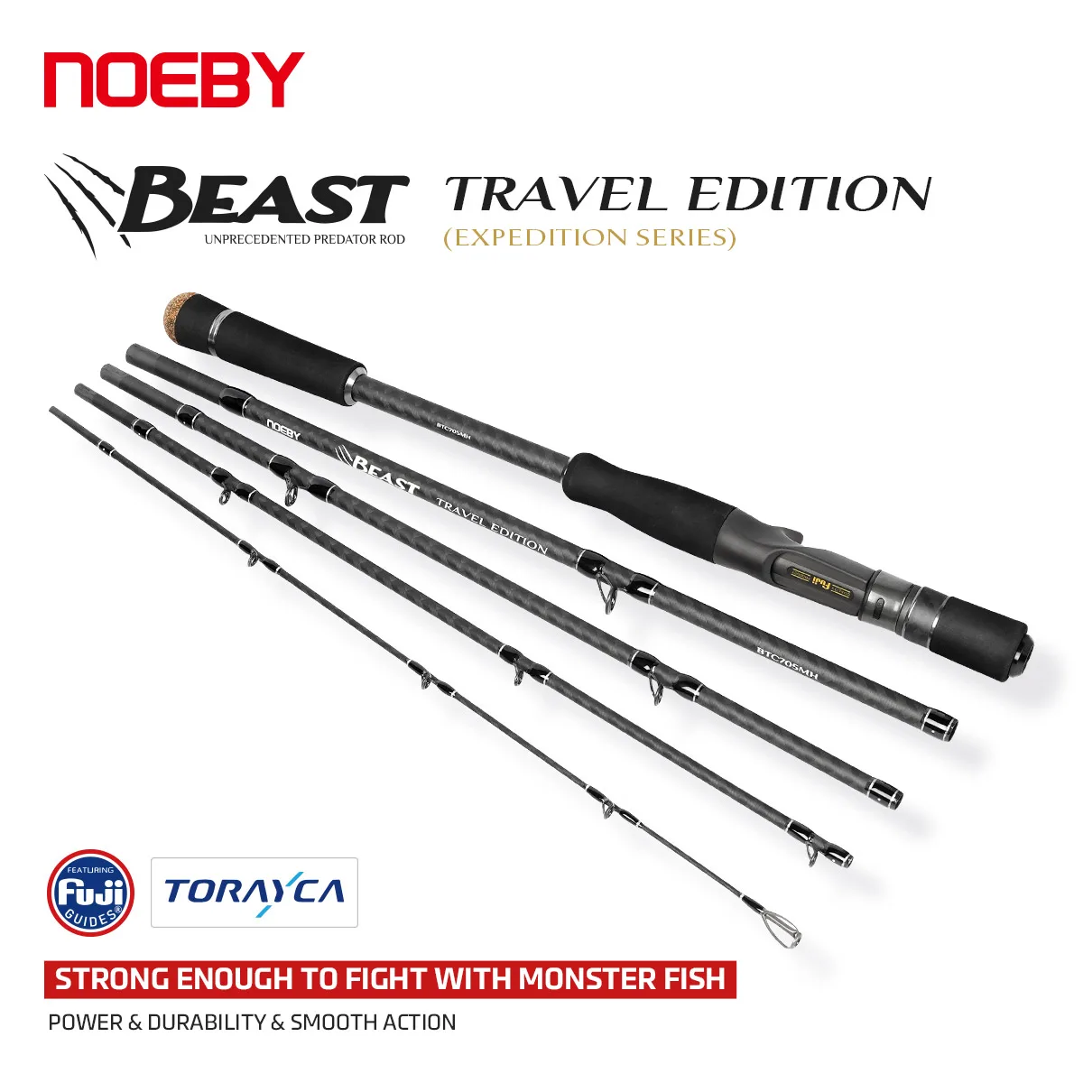 NOEBY Beast Predator Travel Edition Fishing Rod 1.83m 2.13m Spinning Casting Fuji Toray Catfish Predator Portable Fishing Rods