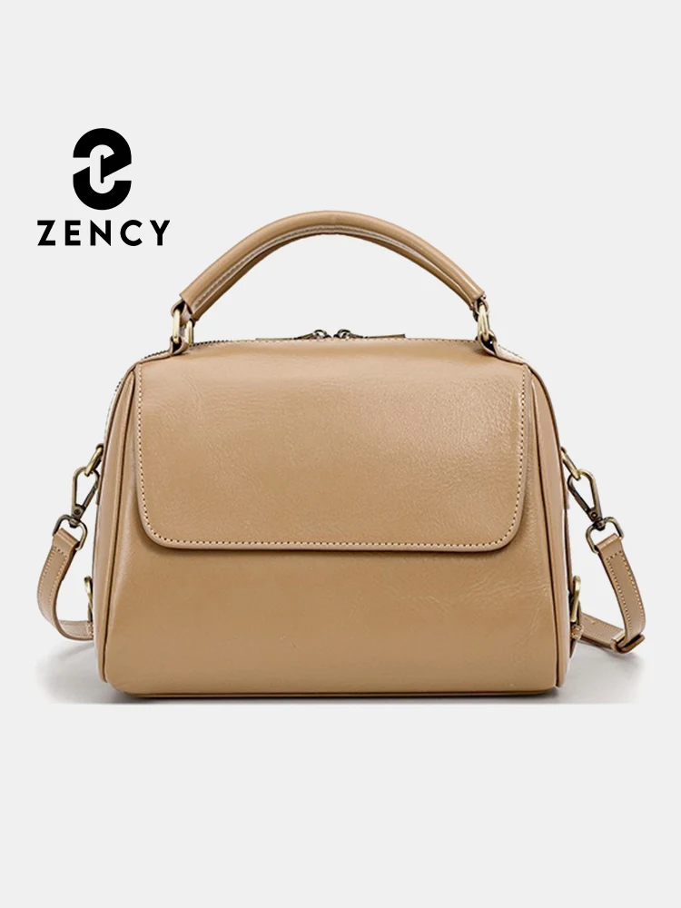 Zency Genuine Leather Women's Handbag Casual Work Tote Bag Luxury Brand Boston Crossbody Satchel For Fashion Girls Sac 2024