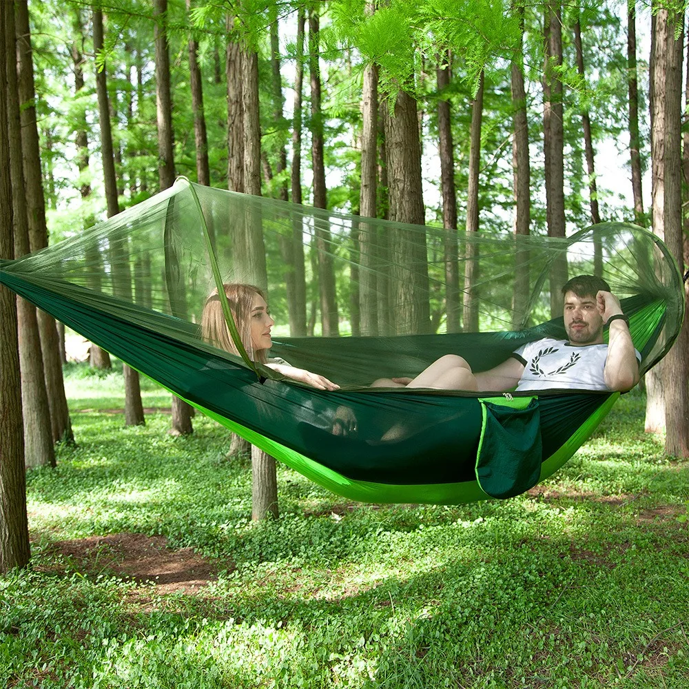 290x140cm Outdoor Camping Mosquito Net Hammock Swing Anti Rollover Nylon Rocking Chair Automatic Quick Opening Hammock Tents