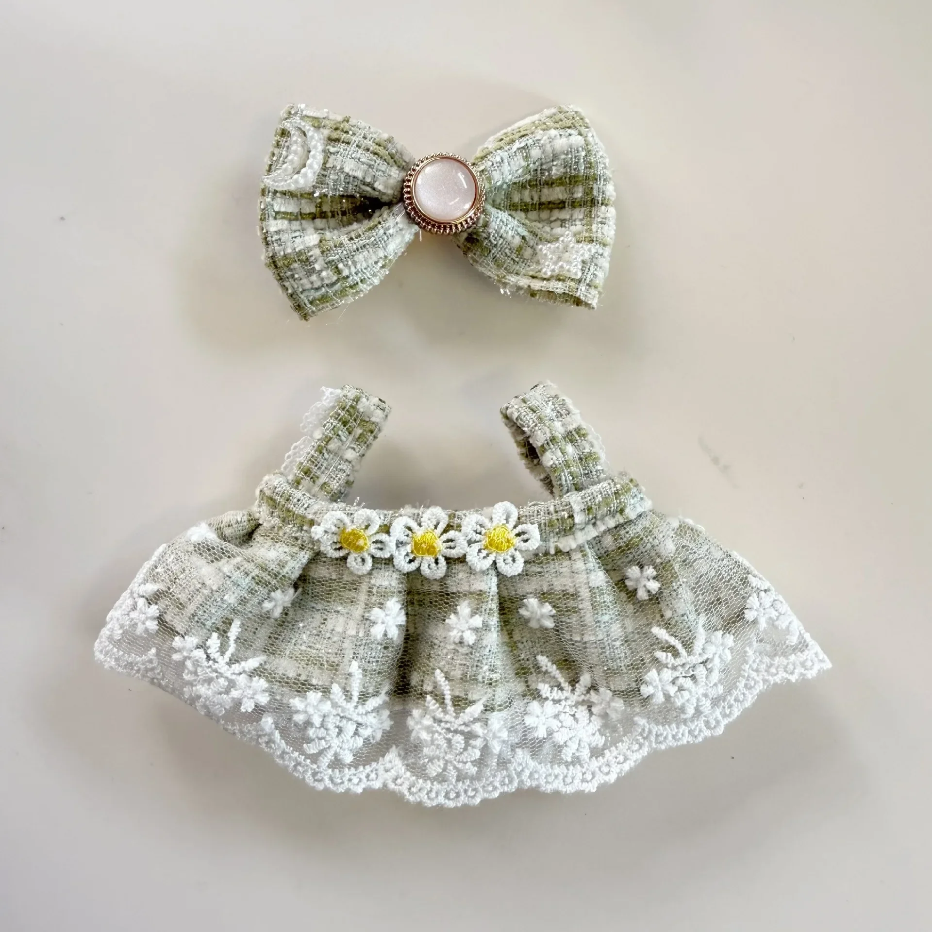 Labubu Set Rok Benang Daisy Hijau Segar Liontin Pengganti Gaun Bayi LABUBU
