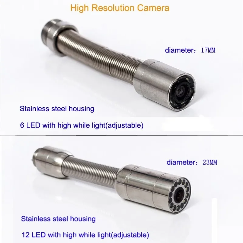 Accesorios 6,5mm/17mm/23mm cabezal de cámara con cable de 20m/caja de batería para sistema de cámara de inspección de tubería de drenaje de alcantarillado AP70 AP71 WP90