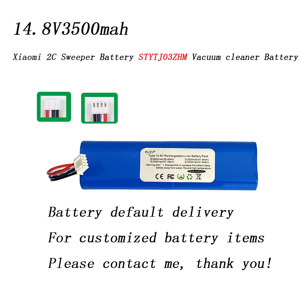 14.8V 3500Mah Batterij Voor Xiaomi Sweeper Batterij 2c Mijia Geïntegreerde Robot Stytj03zhm Stofzuiger Batterij 18650 Li Batte