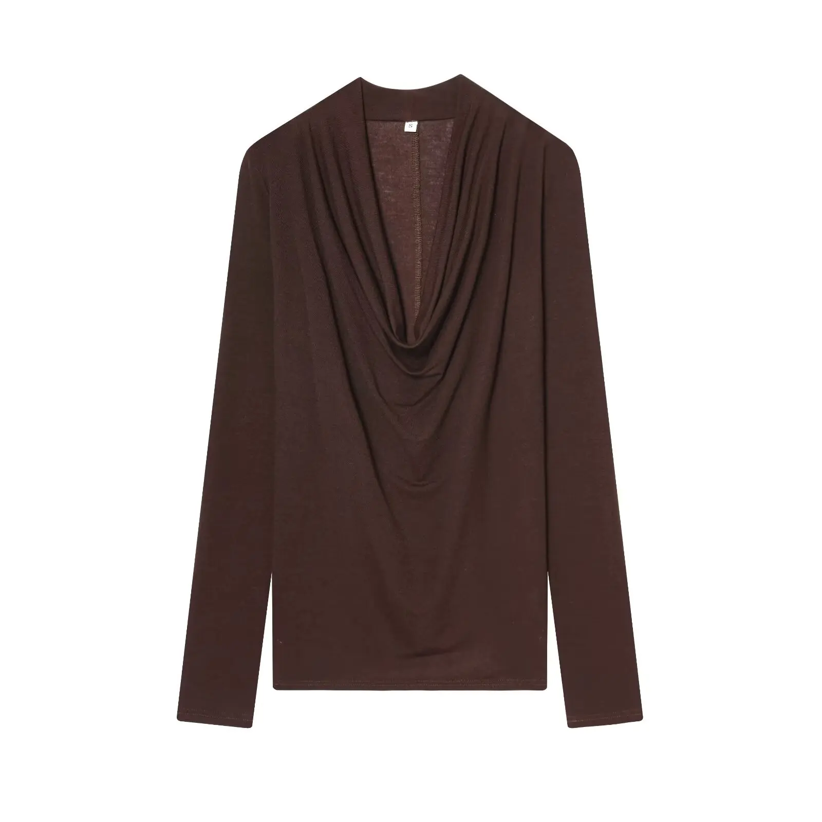 BSAY T-shirt tricoté femmes mode automne hiver T-shirt pull haut Chic femme à manches longues décolleté drapé T-Shirts Mjuer