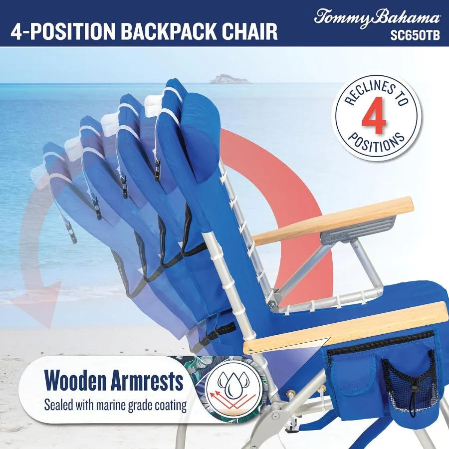 كرسي محمول ذو 4 أوضاع معلق قابل للطي على الشاطئ مع ارتفاع 17 مقعد للاسترخاء في الهواء الطلق وحمامات الشمس في الهواء الطلق #5
