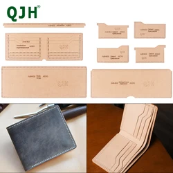 QJH 1 Set of Leather Handmade Crafts - Folding Short Purse, Card Bag DIY Kraft Paper With Hole Template - Special Gift