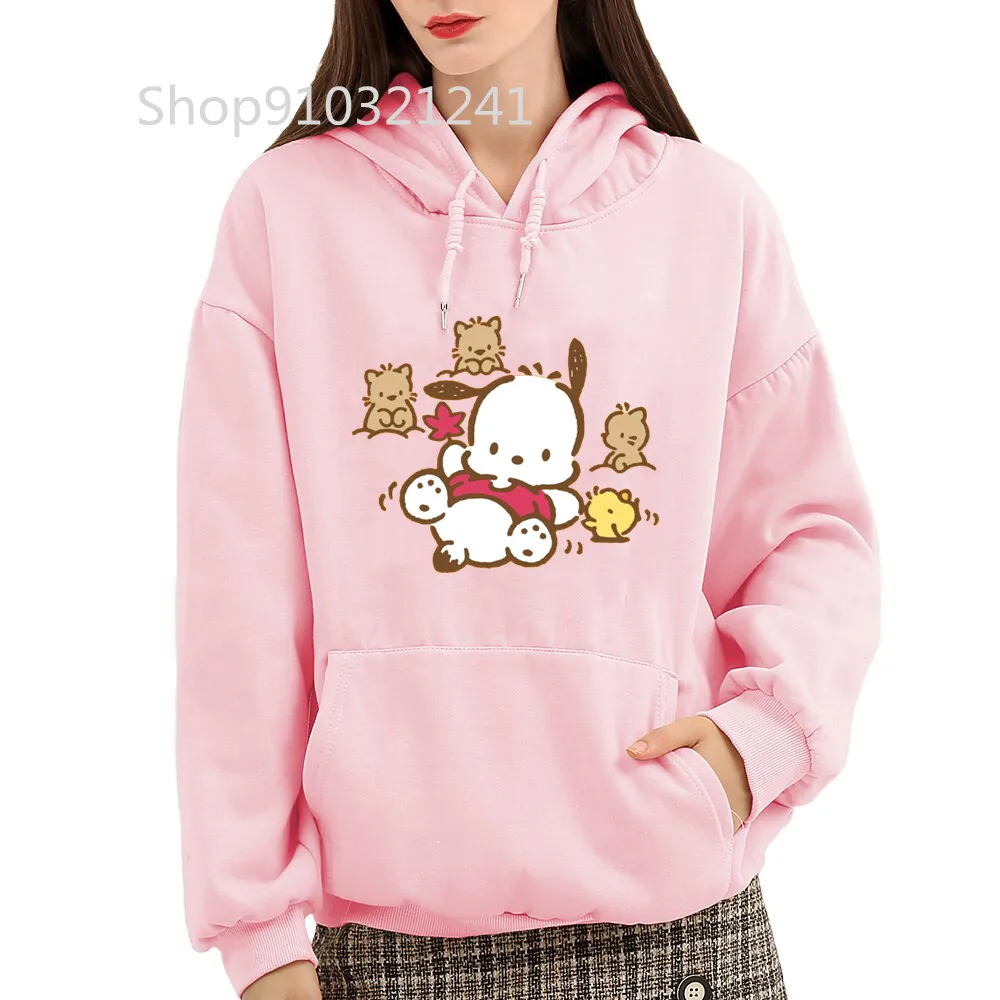 Pochacoo-Sweat à capuche dessin animé pour femme, sweats à capuche roses, mode graphique, sweat-shirt décontracté, vêtements d'hiver, Y-Kawaii