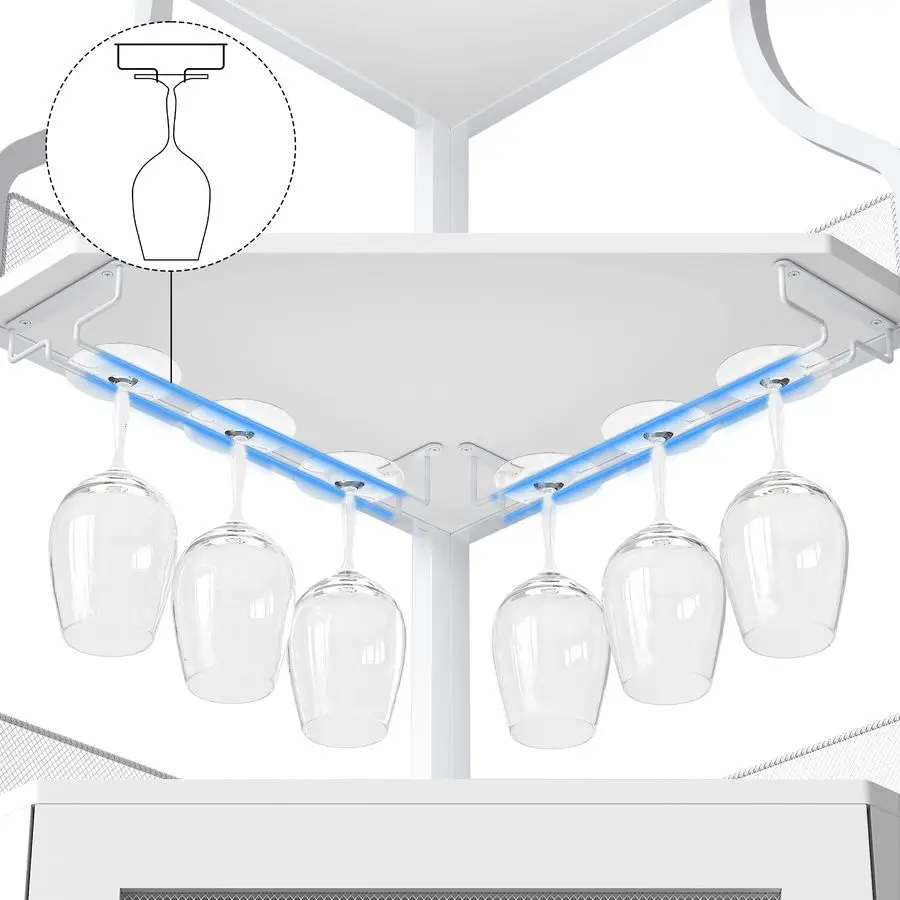 Wine Bar Rack Cabinet with Detachable Wine Rack, Bar Cabinet with Glass Holder, Small Sideboard and Buffet Cabinet with Mesh Doo