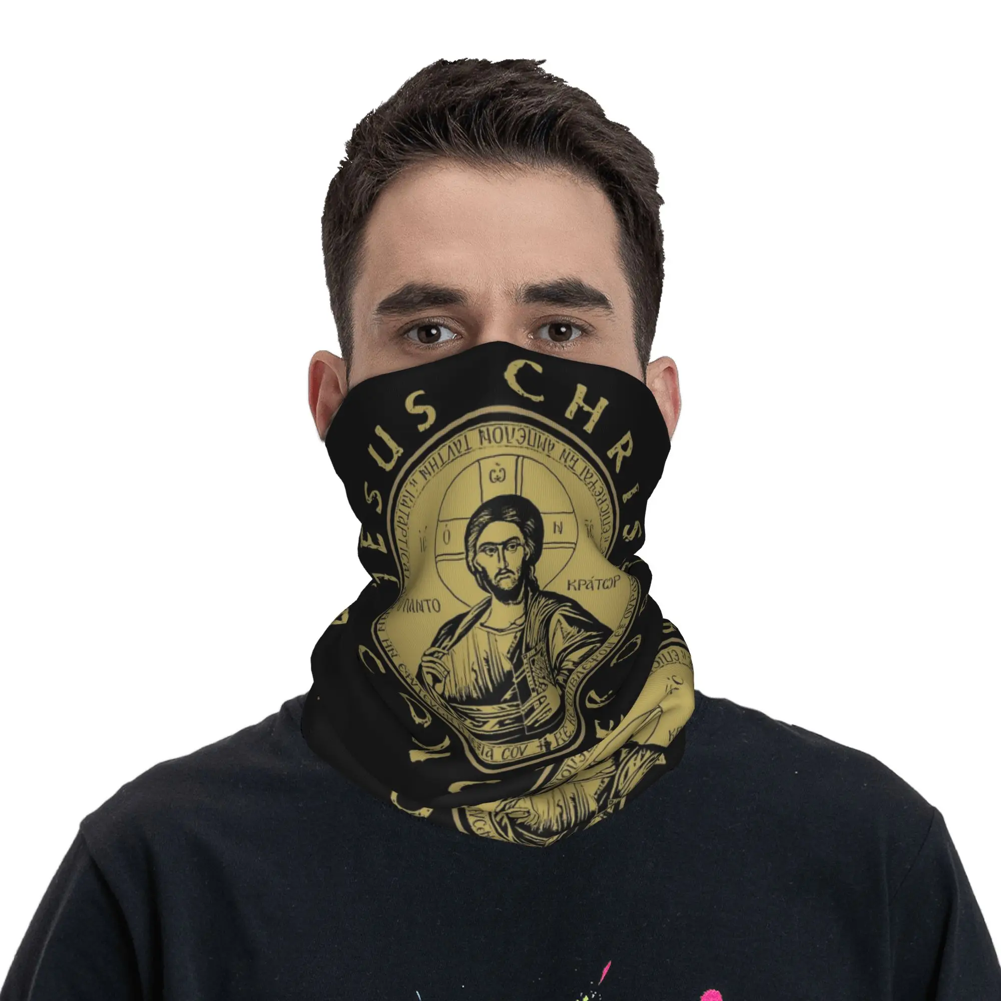 Jesus Christ Orthodox Bandana Neck Cover Printed  Mask Scarf Multi-use Balaclava Outdoor Sports Unisex Adult All Season