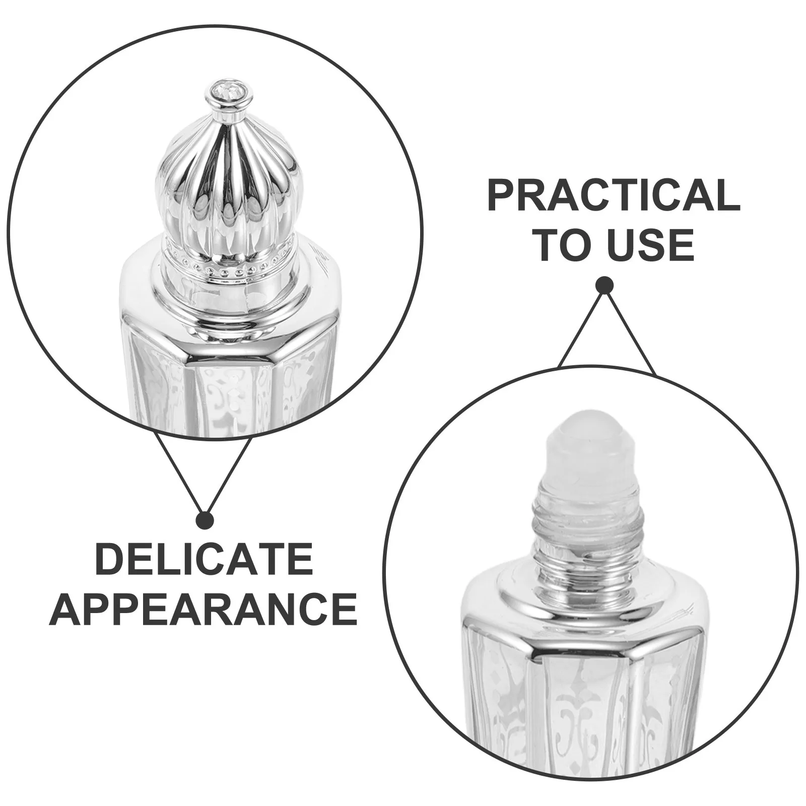 6Pcs Glass 15Ml Perfume Roller Bottles Silver Roll on Refillable Essential Oil Containers Travel Aromatherapy Roll on Bottles