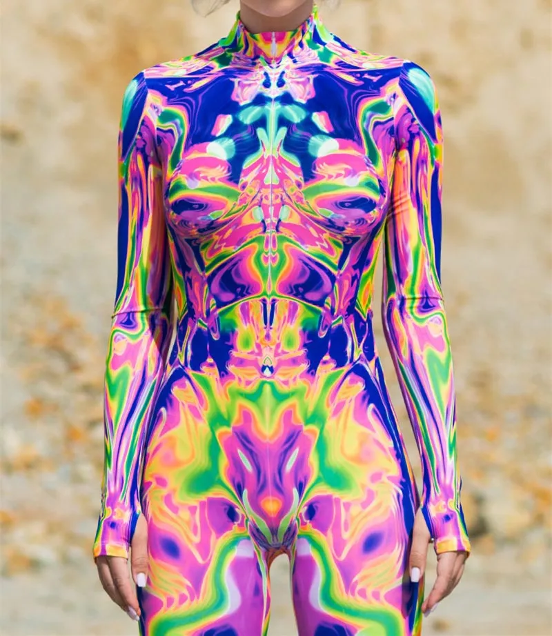 Bunte Punk-Regenbogen-Bodysuits für Halloween, Feiertagspartys, Cosplay, Elastisches Kostüm, Jumpsuit, Romper, Damen-Aerial-Yoga-Anzug, Zentai – Detail 38