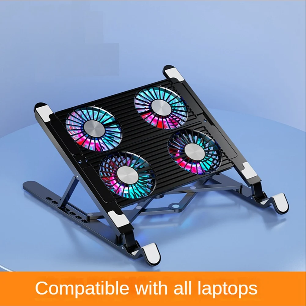 Laptop Cooler Notebook Fan Computer Cooling Portable Cooling Fan Cooling Pad Flat Hand Drawn Book Support, 2 Fans Black