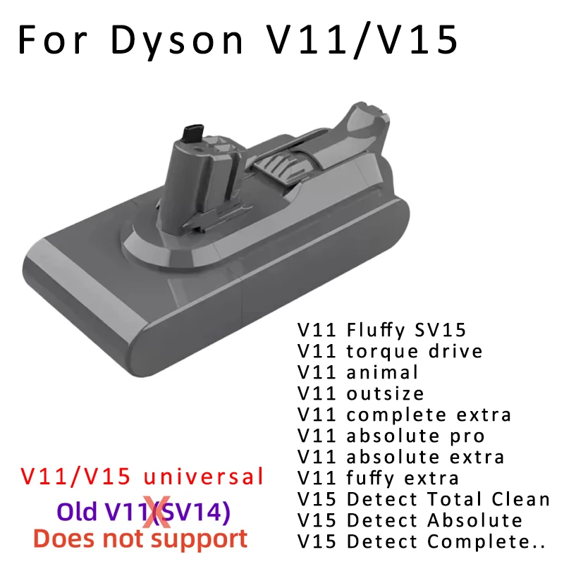 مكنسة كهربائية بطارية قابلة للشحن لدايسون V6 V7 V8 V10 V11 V15 Series SV07 SV09 SV10 DC62 المطلق رقيق الحيوان برو Bateria