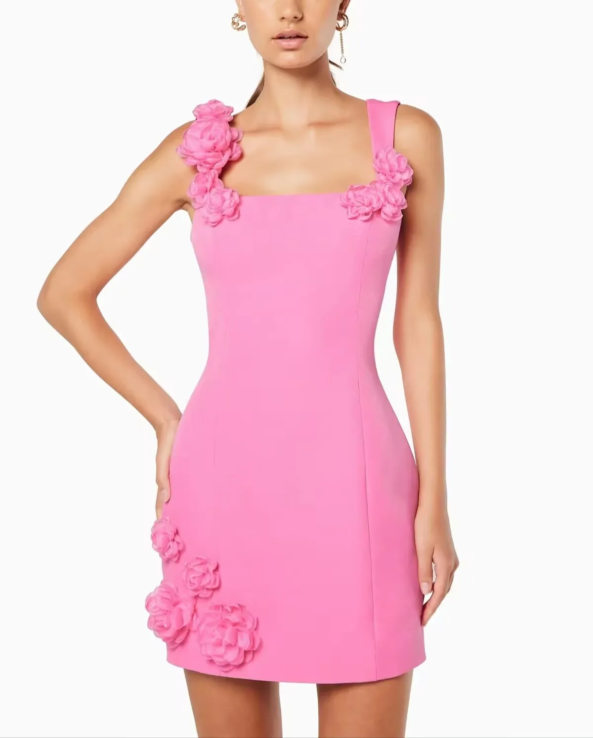 High Quality Customized Strapless Above Knee Pink Flowers Backless Zipper Sleeveless Luxury Evening Dress Kate Middleton Gowns view 3