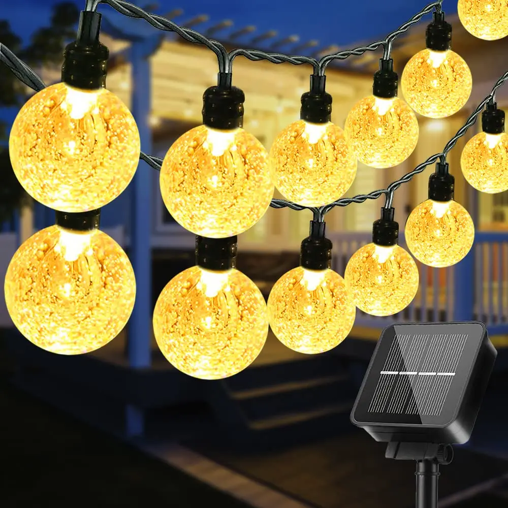 Lamp Solar String Outdoor String Lights Solar Colorful Crystal Globe Lamp Waterproof Christmas Holiday Outdoor Garden Decoration