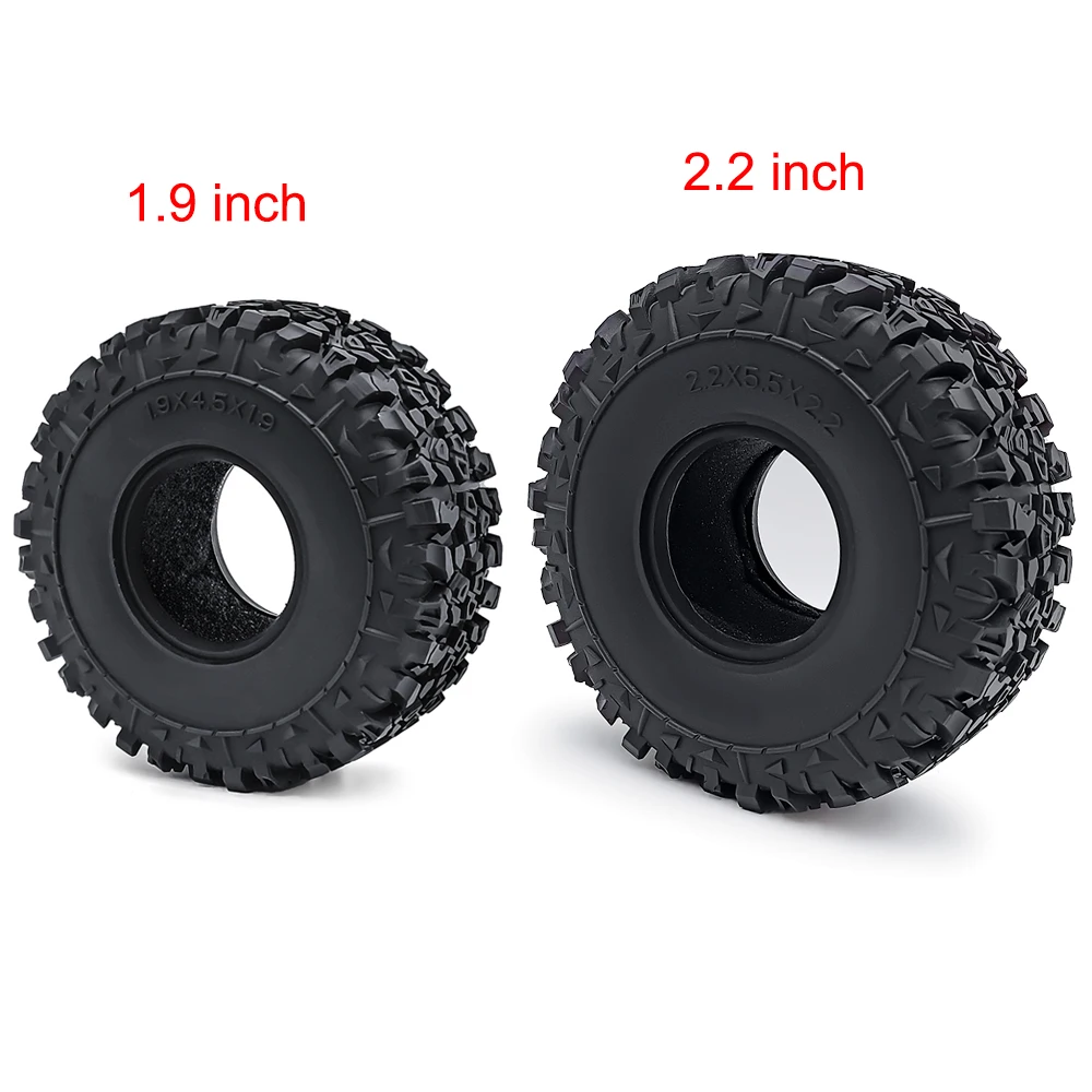 AXSPEED 1/4Pcs 1.9inch/2.2inch Beadlock Rubber Tyres Wheel Tires for Axial SCX10 Wraith TRX-4 1/10 RC Crawler Car Model