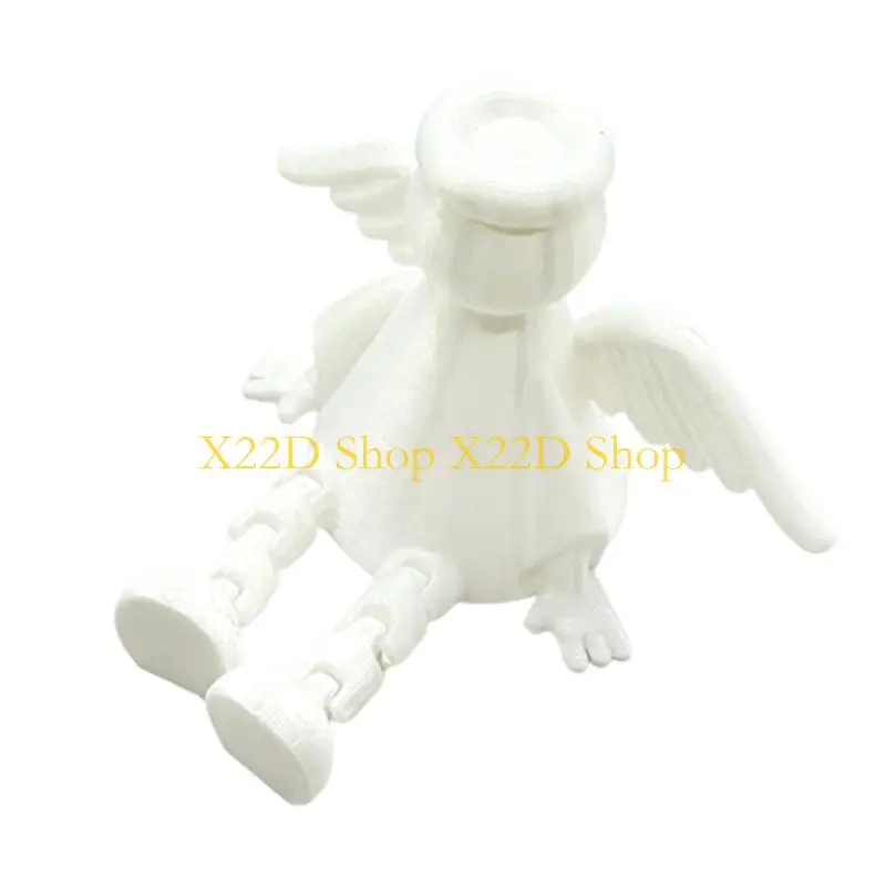X22D Articulated Angel Figurine Sitting Poses with Hinged Legs Desk Shelf Home Decors