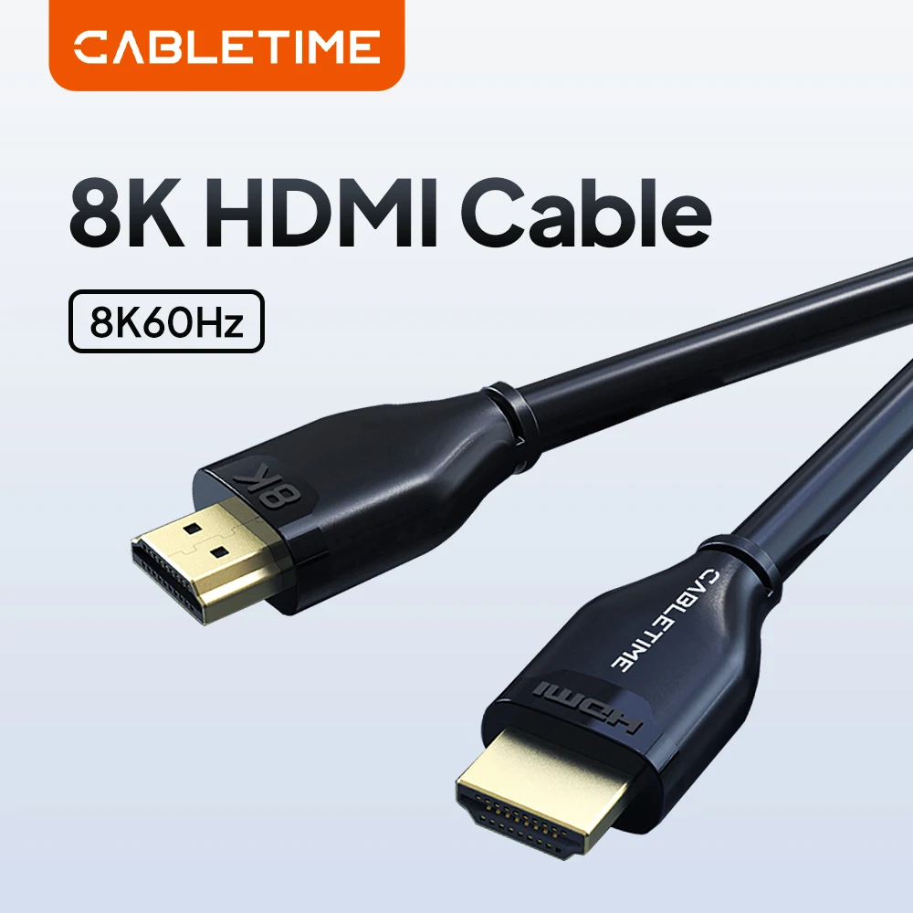CABLETIME Ultra High Speed HDMI-compatible Cable 8k HDMI 2.1 Cable 48Gbps 8K 60Hz 4K for PS4/5 PC Laptop TV Box HDMI Cable