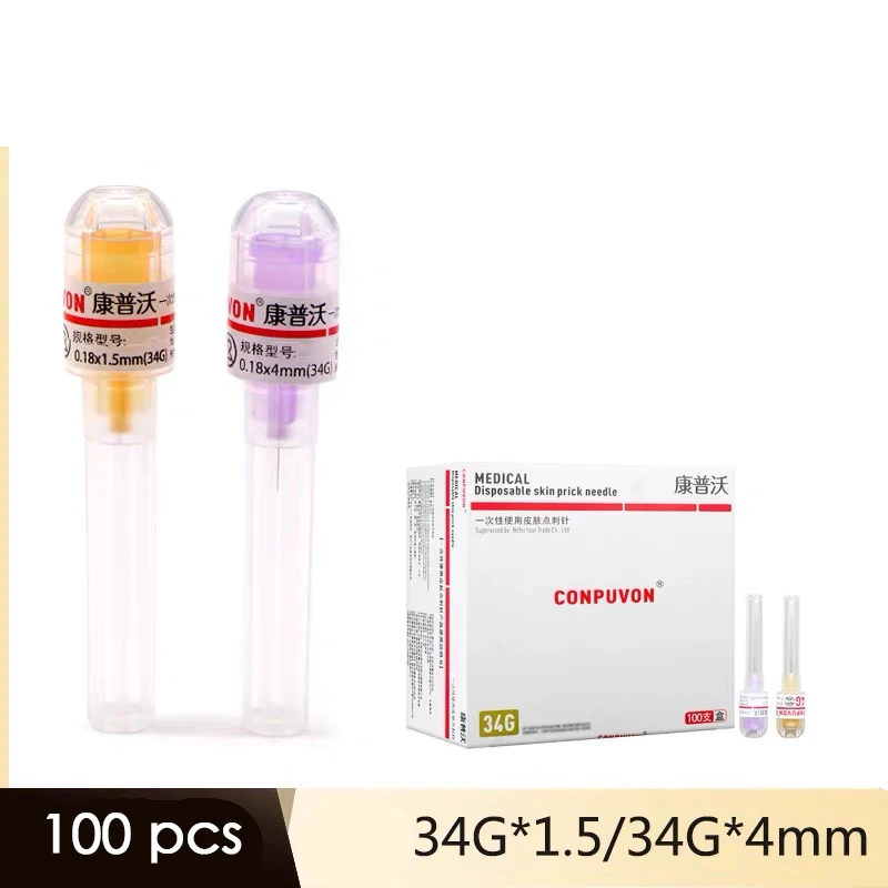 34G 1,55mm Compo Luz de agua Luz de agua de mano Aguja única Periocular Superfino No indoloro Micro Punto Aguja para mosquitos