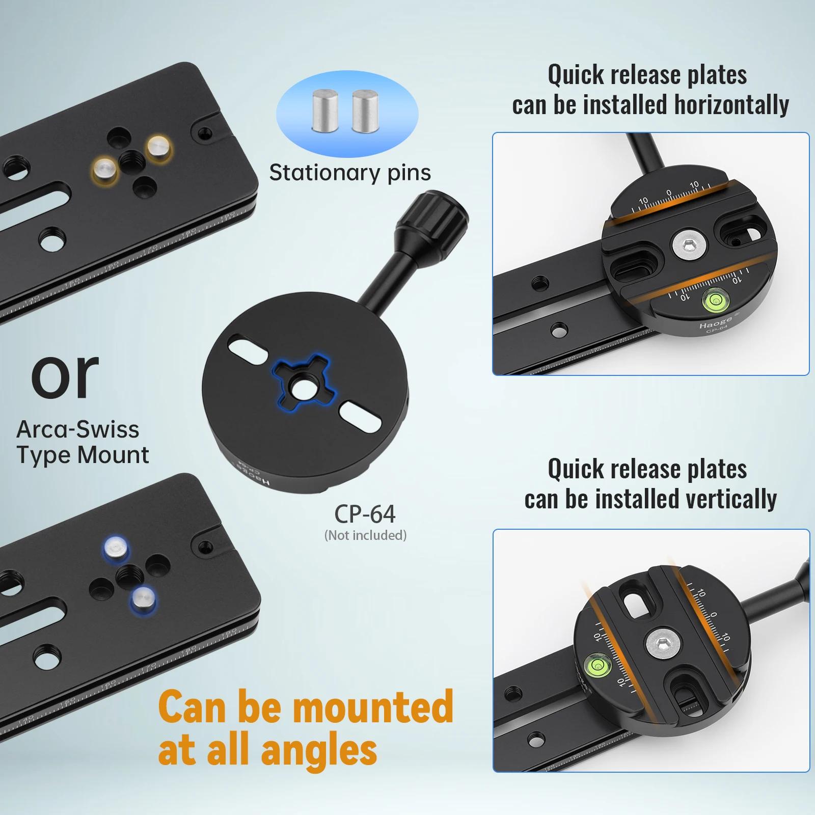 Haoge 400mm Multi-purpose Dual Dovetail Long Quick Release Extender Rail Sliding Plate for Camera Tripod Ballhead Clamp fit Arca