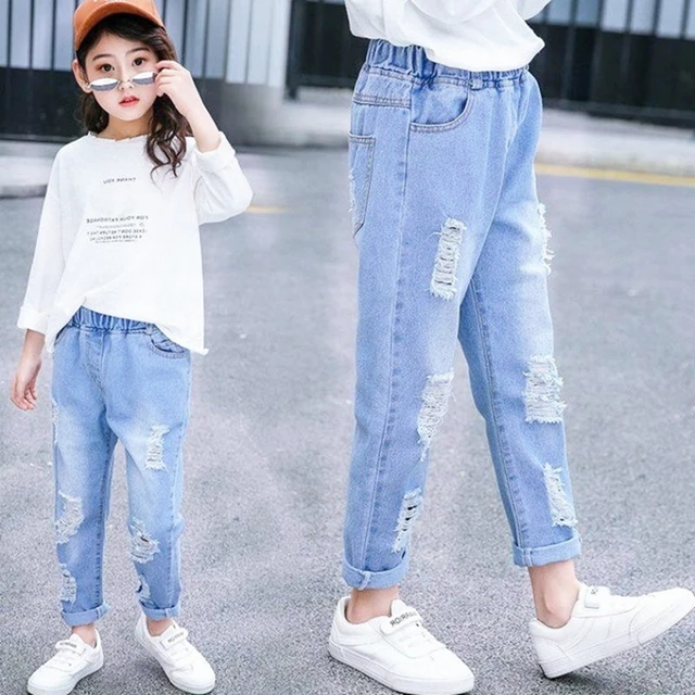 Baby girl jeans with holes hot sale