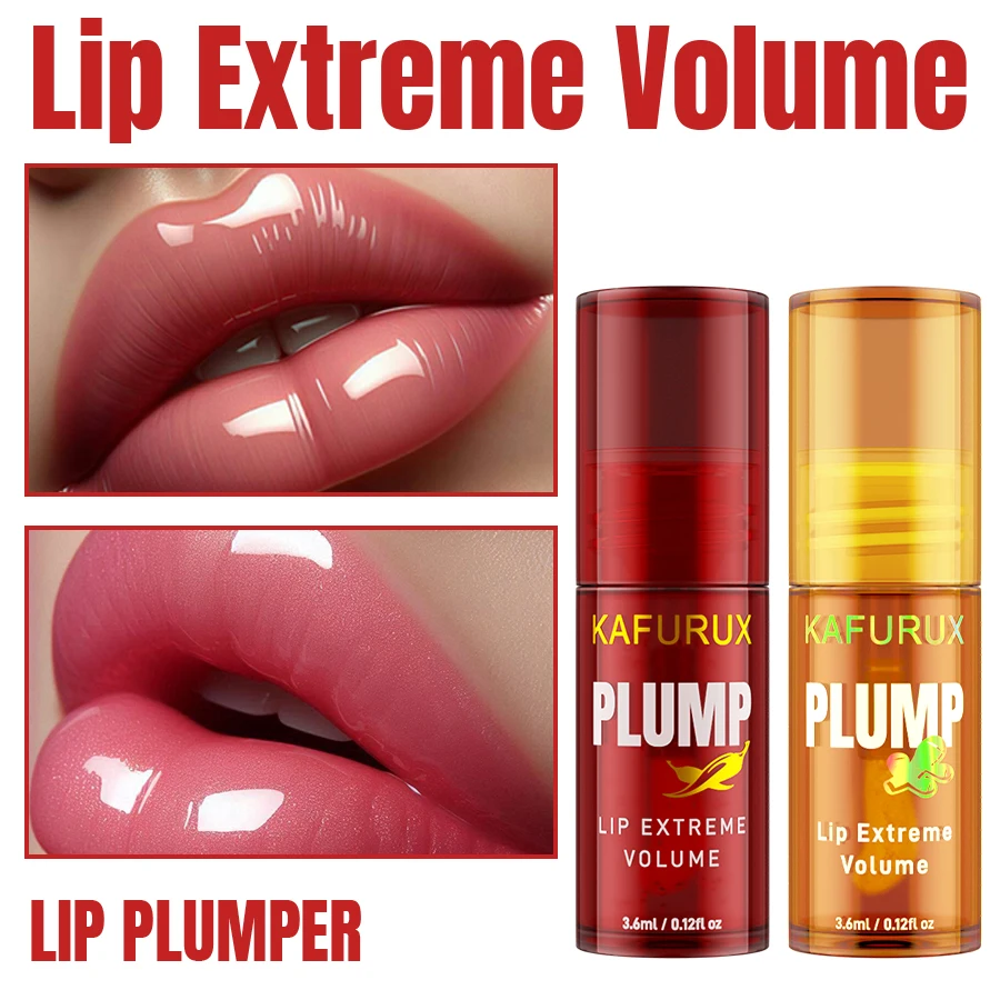 2PC Lip Plump Long Lasting Lip Oil Moisturizing Lip Gloss Serum Instant Volumising Essence Oil Repair Lip Fine Lines เพิ่ม El