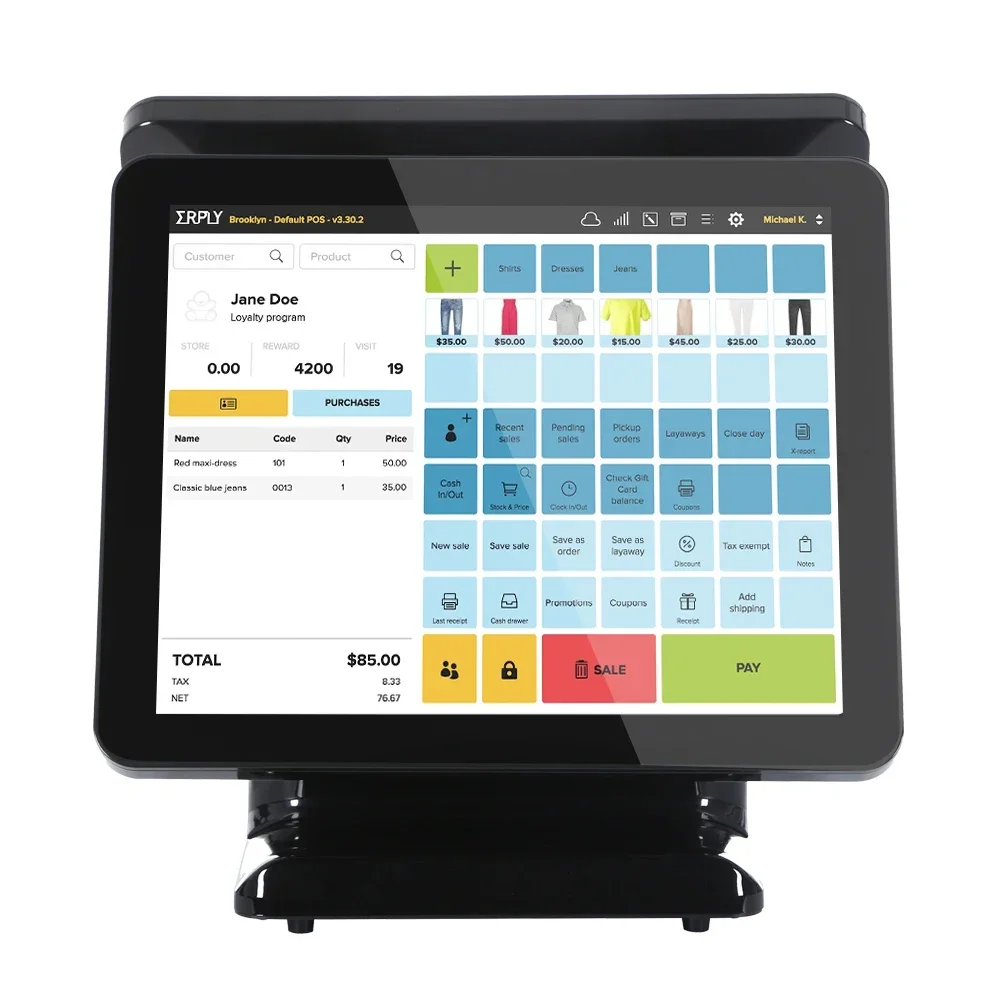MATSUDA POS Dual Screen 17inch Windows 10 Touch Screen POS System Cash Register