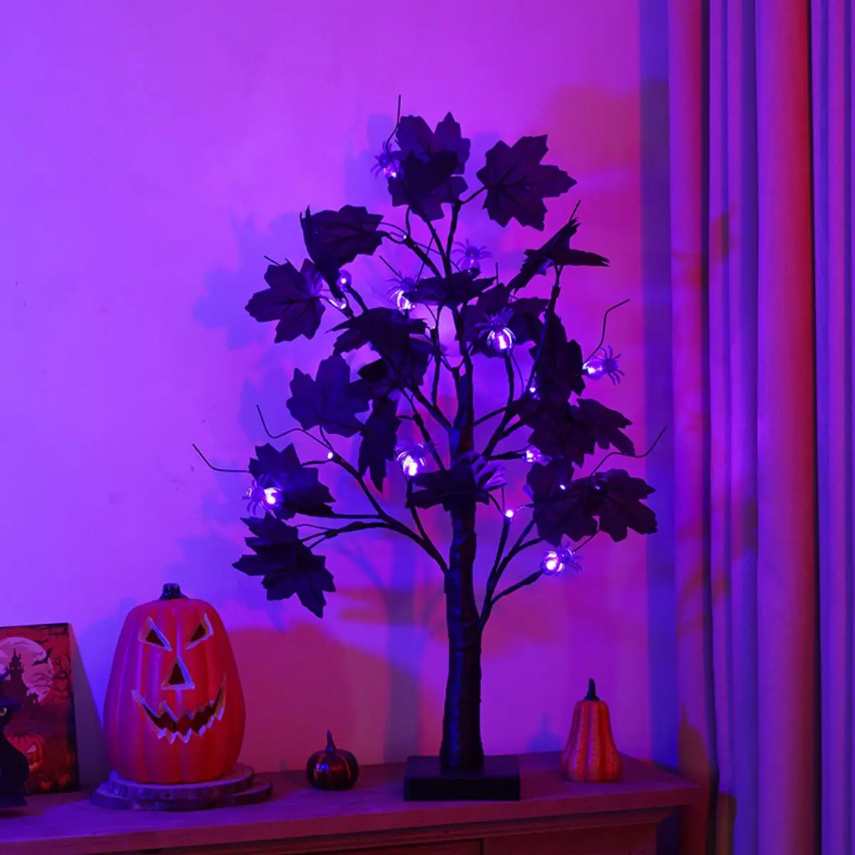 Luz LED en forma de ojo de fantasma de calabaza de abedul de Halloween con arreglo luminoso, decoración pequeña, luz nocturna, nuevo
