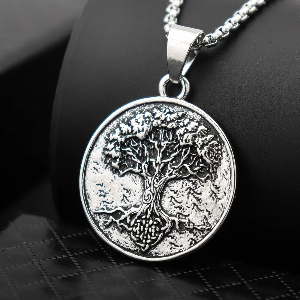 New Vintage Viking Tree of Life Pendant Charm Men\'s Necklace Fashion Hip Hop Punk Accessories Jewelry Party Gift Wholesale