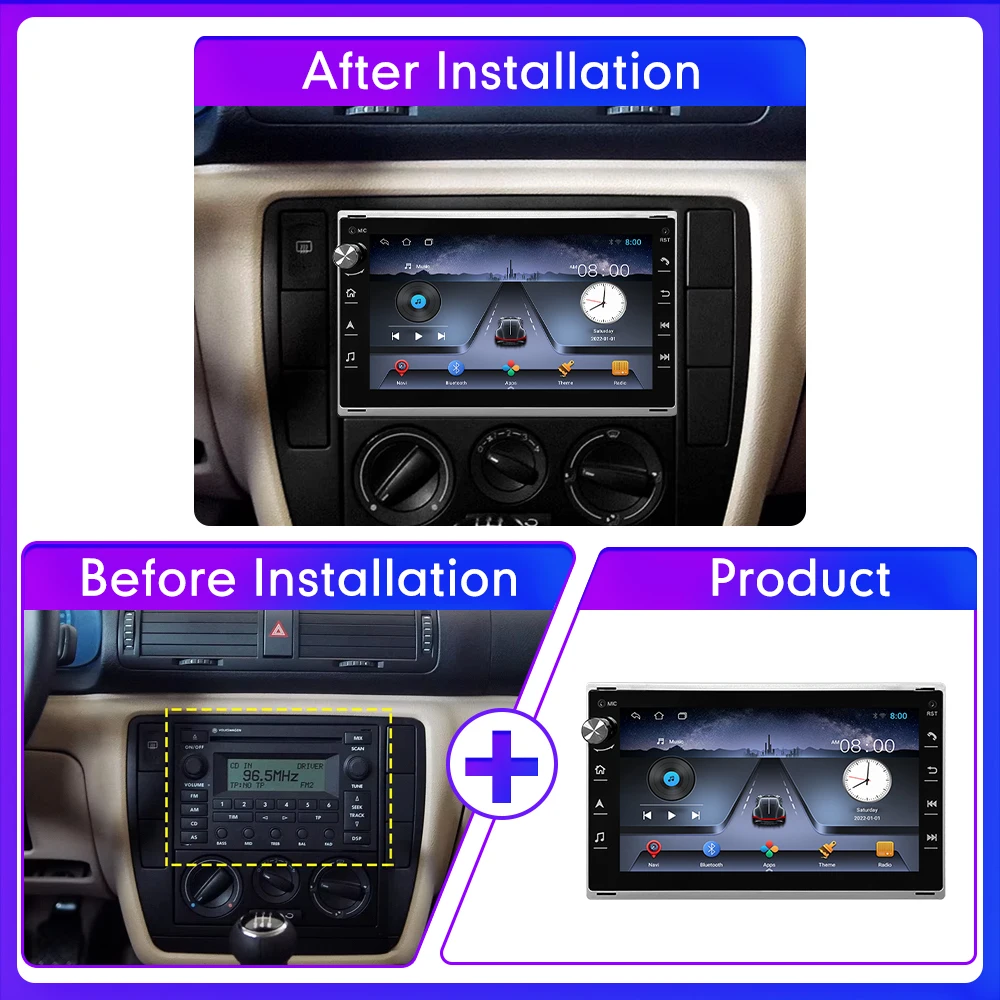 7'' Car Android 13 Radio For VW Volkswagen Passat B5 MK4 MK5 Jetta Bora Polo GPS Navigation DVD Player Carplay Android auto Wifi