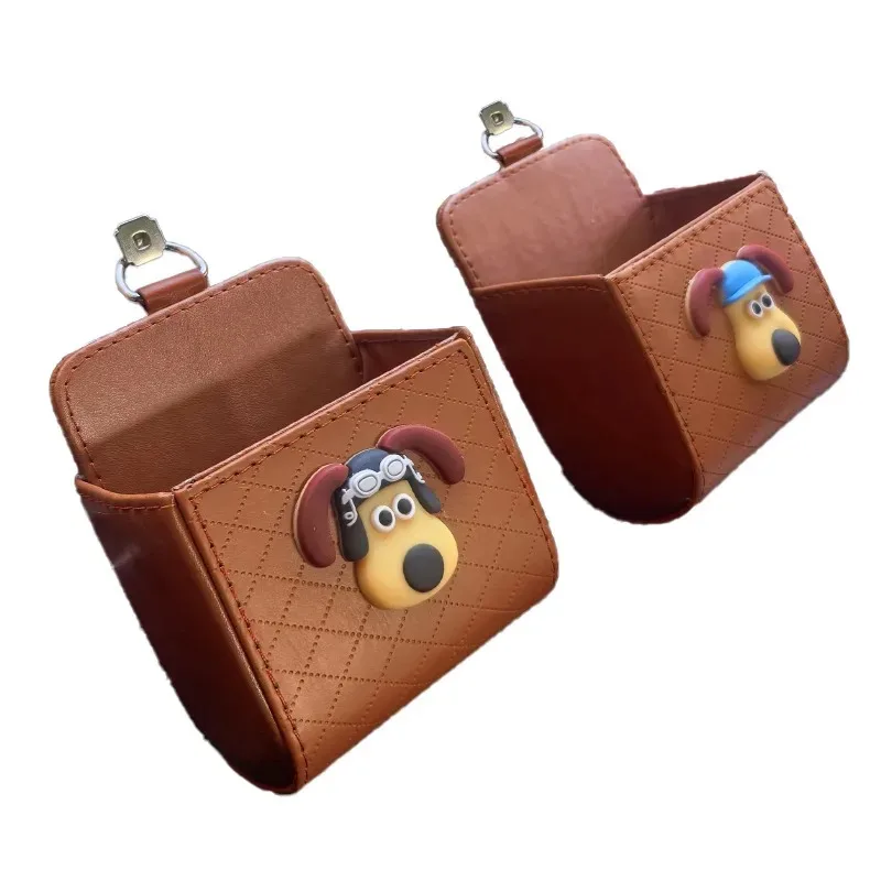 1 Stück Niedliche Cartoon-Hund Auto-Lüftungsschlitz-Aufbewahrungsbox PU-Leder Münzbörse Etui Taschenorganizer Praktische Hängende Pilotenhund-Organizer-Box