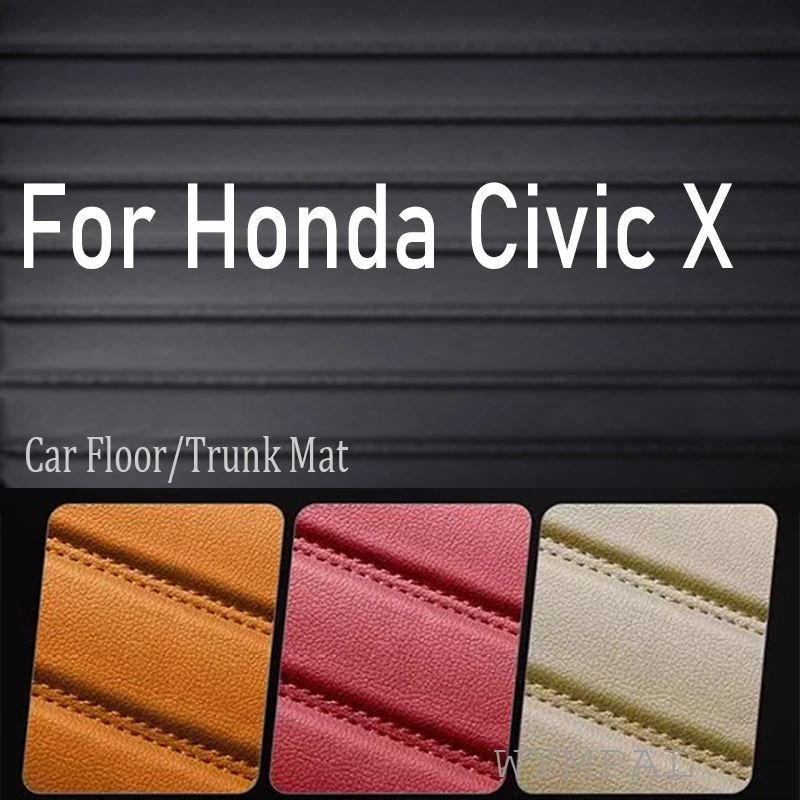 

Luxury Car Floor Mats For Honda Civic X 10 FC FK 2016~2021 Rugs Leather Floor Mat Carpets Interior Parts Waterproof Pad Car