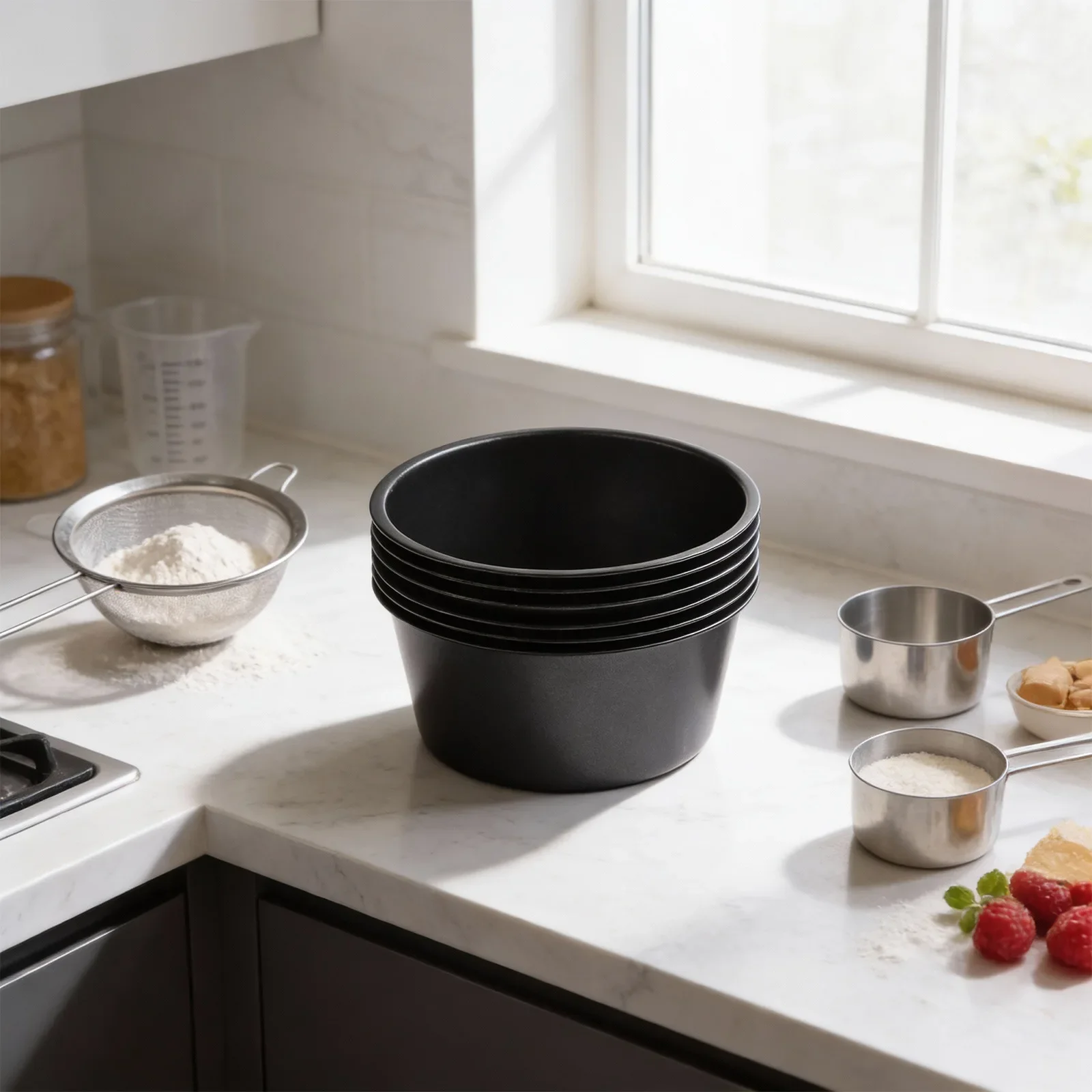 Appliance Carbon Steel Muffin Pan Various Recipes Easy Release Compact Design Versatile Usage Efficient Storage