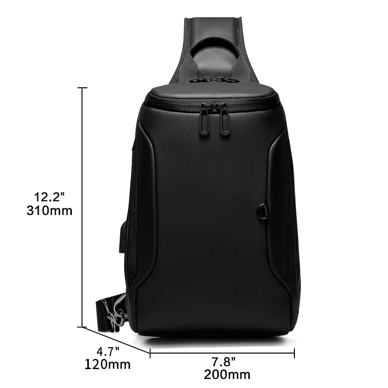 Crossbody Bag for 9.7 iPad Short Trip Chest Bag USB Charging Water Repellent Shoulder Messenger Bag Male