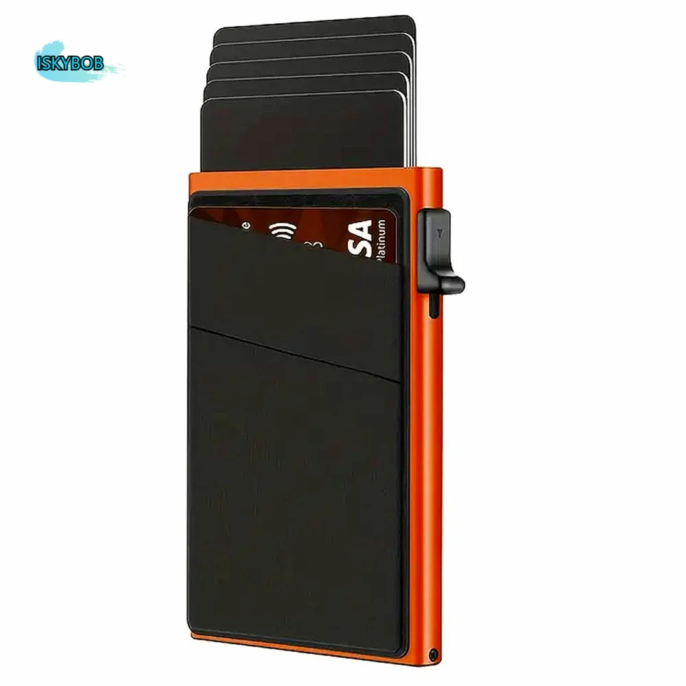 

Automatic RFID Anti-Theft Card Holder Switch Side Design Screw Reinforcement Men's Card Box RFID Blocking Metal Box Bottom