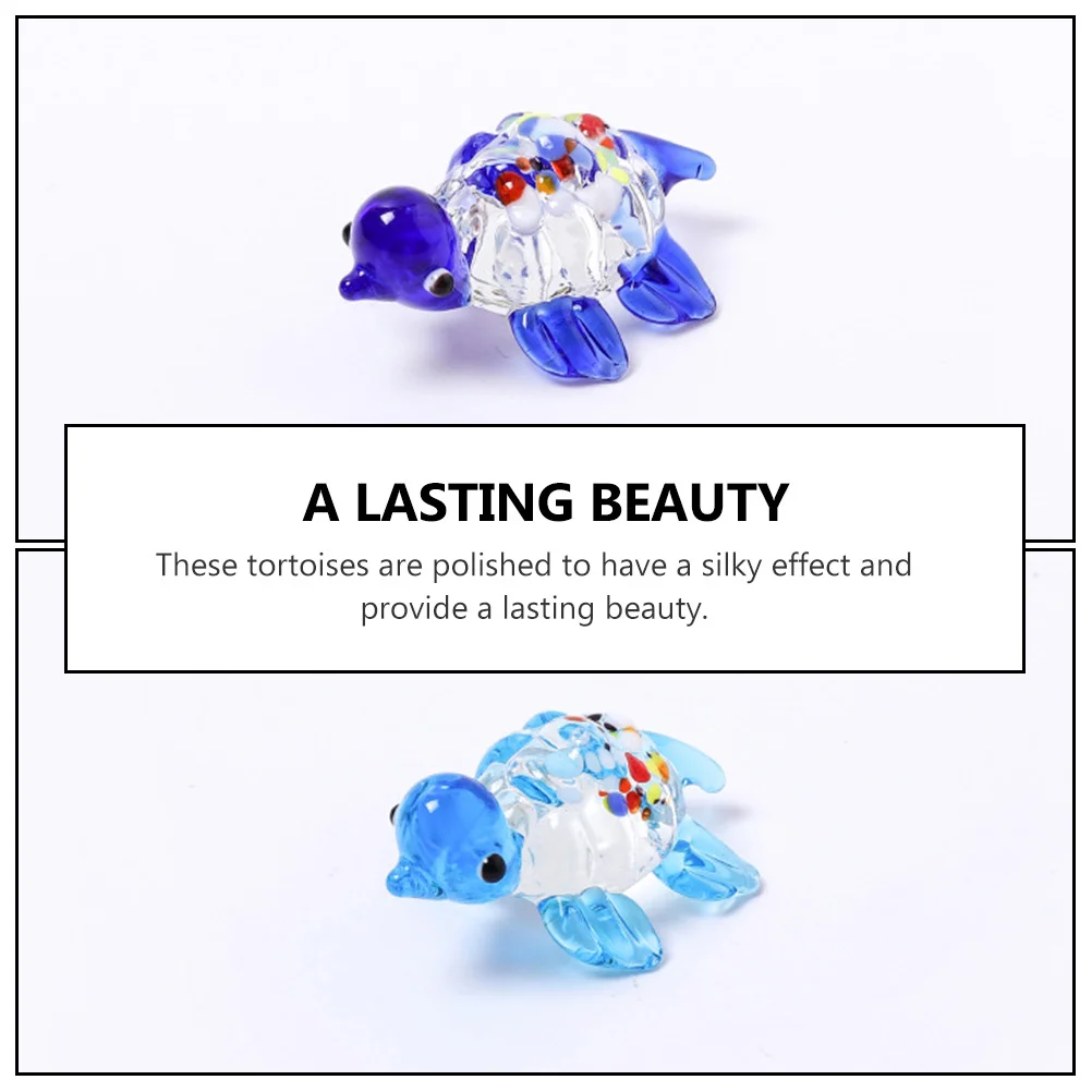 6 قطعة السلاحف الزجاجية الملونة الحرير المصقول آمنة غير خزان ديكور حديقة زخرفة غرفة المعيشة الديكور هدية فكرة #1