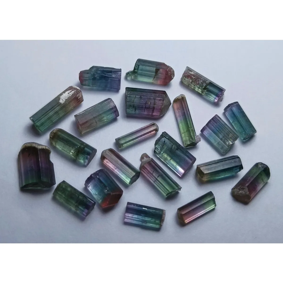 Brazilian Elbaite Rough Mineral Stones, 10g 5-15mm Mixed Colors, Display Box for Mineral Collection & Shelf Display