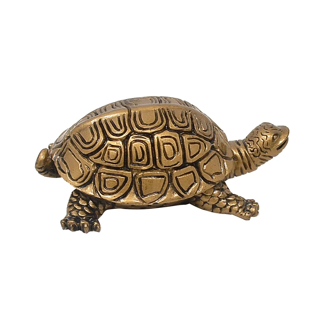 Resin Bronze Turtle Tortoise Statue Lucky Ornament Collectable Figurine Feng Shui Ornament for Office Home Decoration
