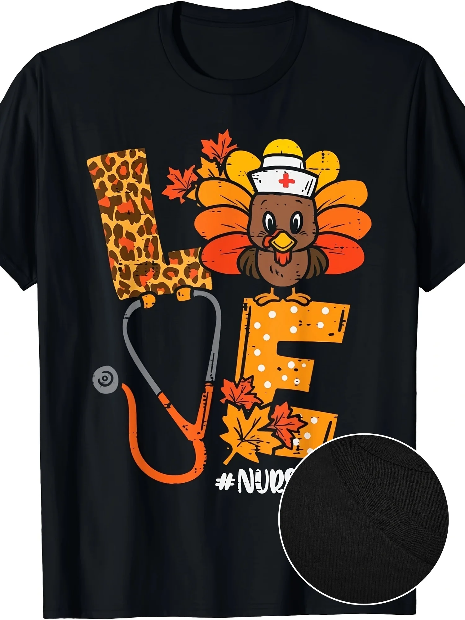

Love Turkey Thanksgiving Nurse Life Fall Top Men T-Shirt - 220g