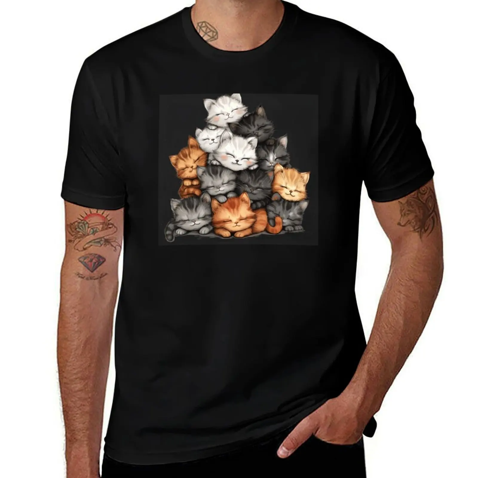 Heap of sleeping kittens - pile of cats T-Shirt Odor Resistant Short Sleeve Top T-Shirt