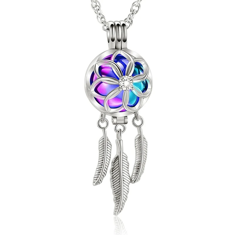 Urn Pendant Necklace with Hollow Urn Cremation Jewelry for Ashes Dream Catcher Shape Pet Cremation Portable Memorial Box