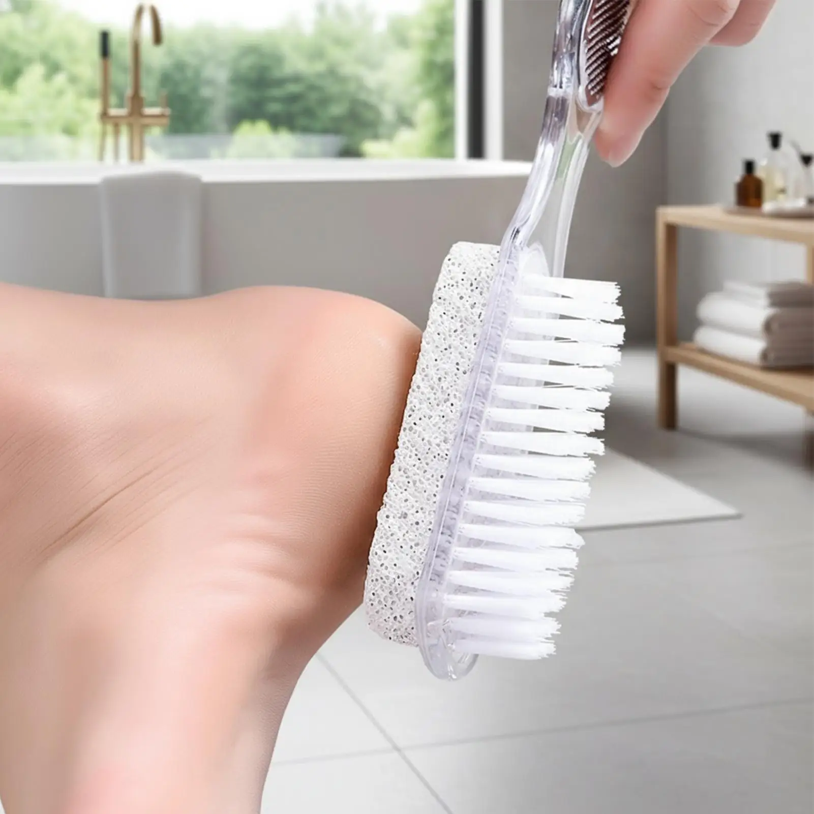 فرشاة قدم مزدوجة الجوانب 4 في 1، مزيل ومزيل للجلد الميت الاحترافي للعناية بالبشرة الجافة والمتشققة والصلبة في المنزل