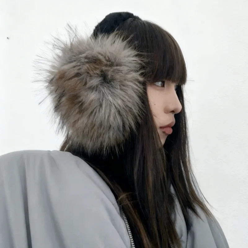Protetores de orelha de pele de vison falso para mulheres inverno engrossar manter quente tampões de ouvido meninas de pelúcia à prova de vento ciclismo proteção de ouvido
