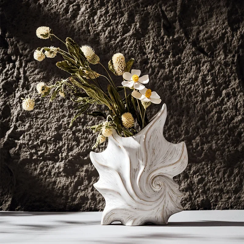 

Ceramic Conch Vase Modern Minimalist Home Design Ornaments Mantel Bookshelf Living Room Desktop Decoration Accessories