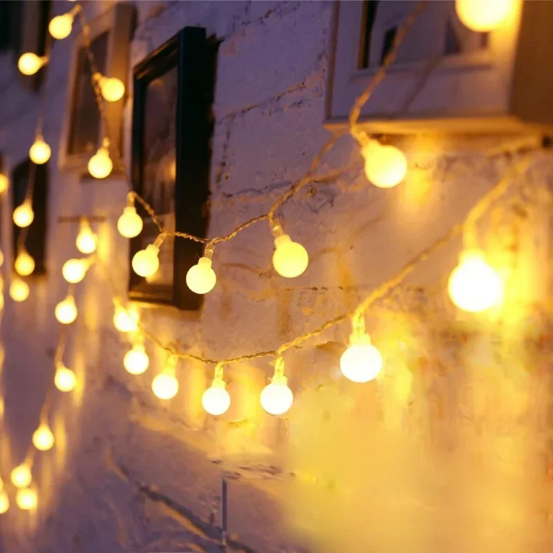 10M 220V Power Ball ไฟ LED String Garland ไฟโคมไฟกลางแจ้งงานแต่งงานสวน Fairy ไฟตกแต่งคริสต์มาส