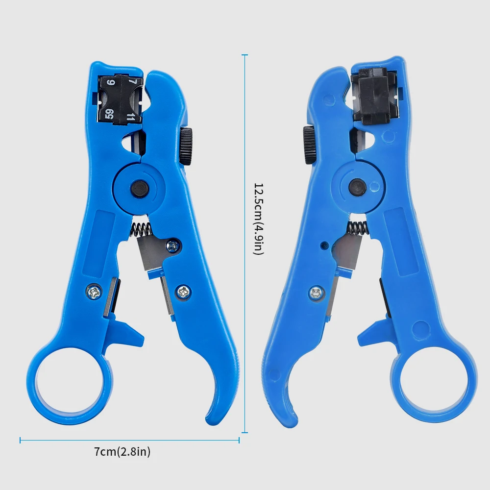 Multi-Function Coaxial Cable Stripper RG59 RG6 RG7 RG11 UTP STP Wire Stripping Cutting Tool for Network Telephone Cable