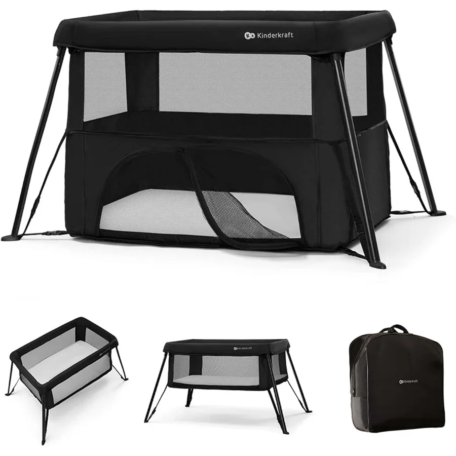 

Детская кроватка-манеж Kinderkraft CAMI 3-в-1 для путешествий, от рождения до 3 лет, легко складывается, компактная сумка для переноски