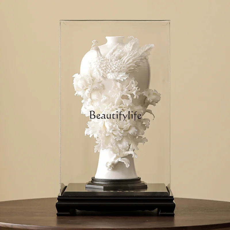 

yj19 Peony porcelain flower art ornament living room decoration gift