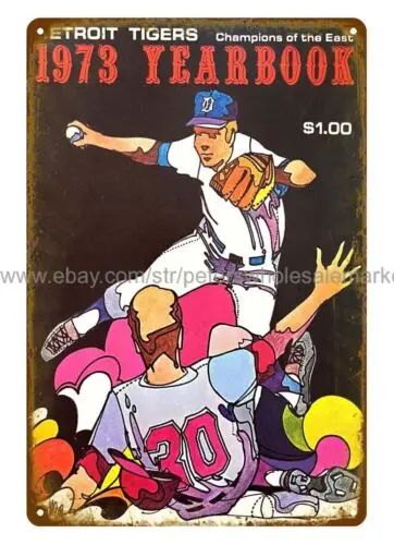 home decor and accessories 1973 BASEBALL YEARBOOK COVER metal tin sign sign