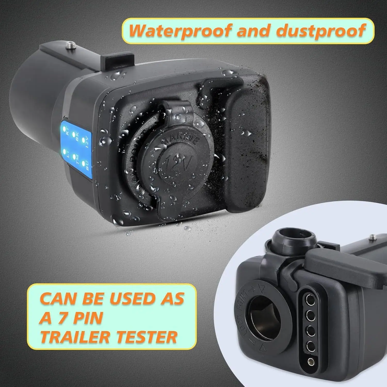 

Trailer Light Tester with LED Indicators Trailer Light Test Adapter 7 Pin Connector for Boats RV Pickup Wiring Installation