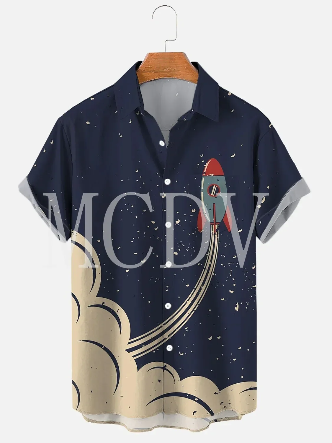 Space Rocket Creative 3D All Over Printed Hawaiian Shirt Men For Women Casual Breathable Hawaiian Short Sleeve Shirt